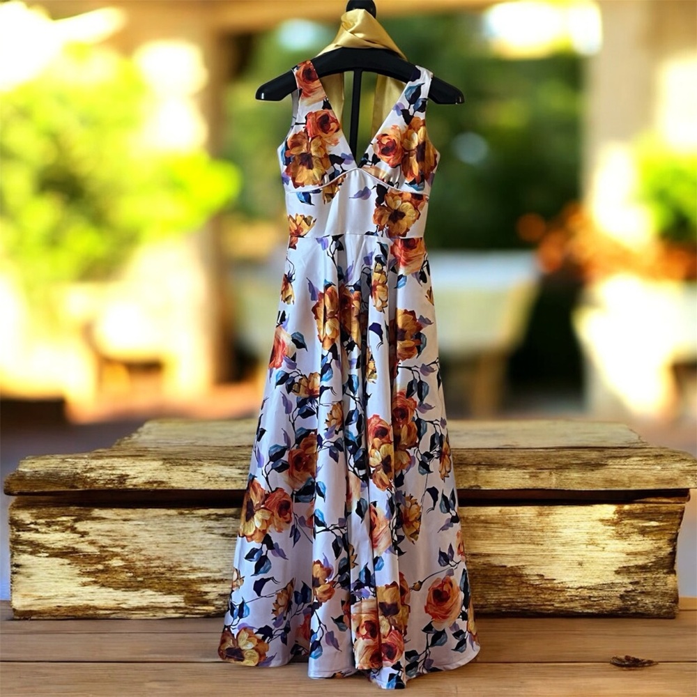 One-of-a-Kind Couture Floral Gown | Open Back | Size Small